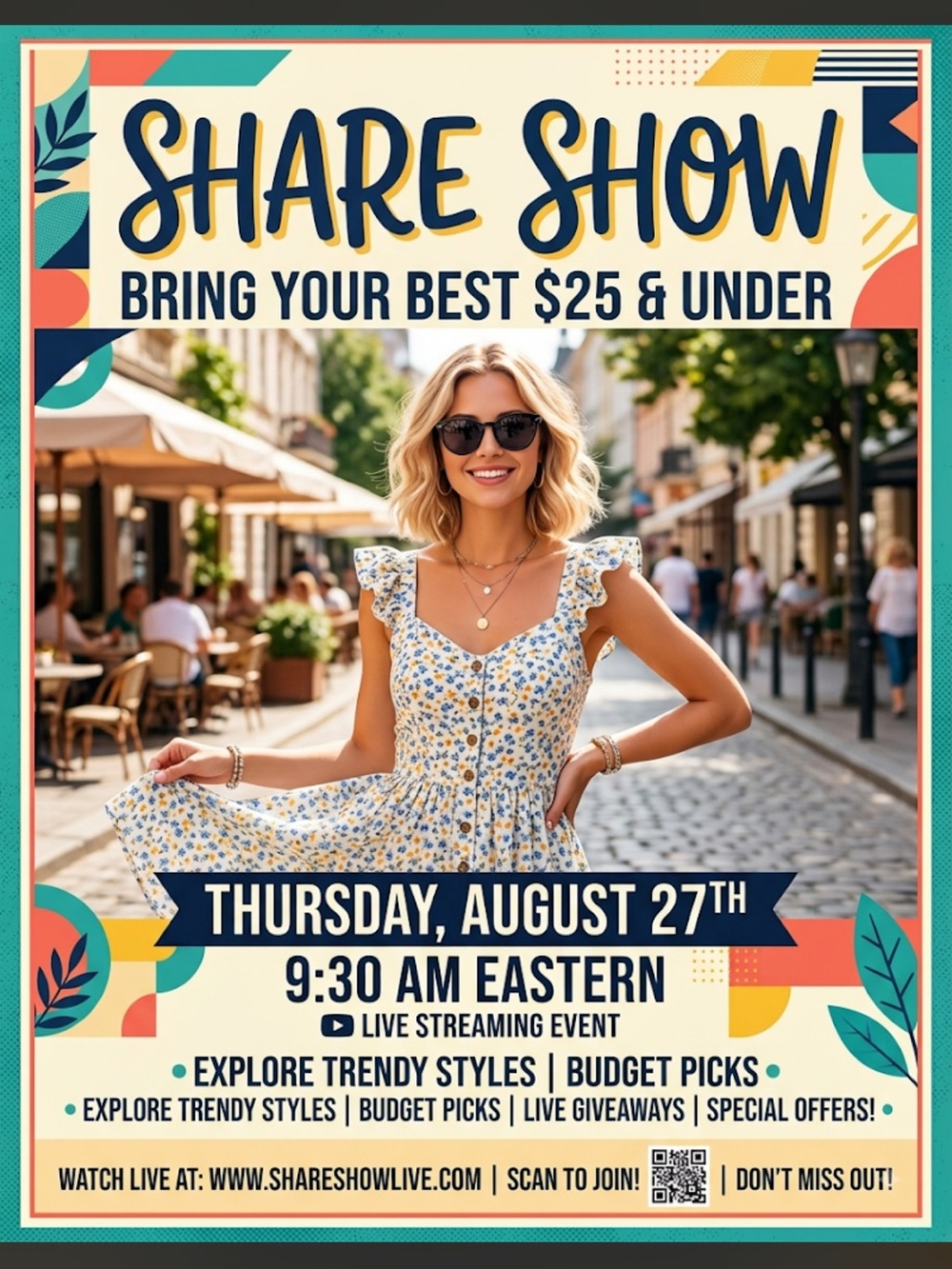 8/27 Thur Share your best 25$ and under 8/27 9:30 am eastern🧡